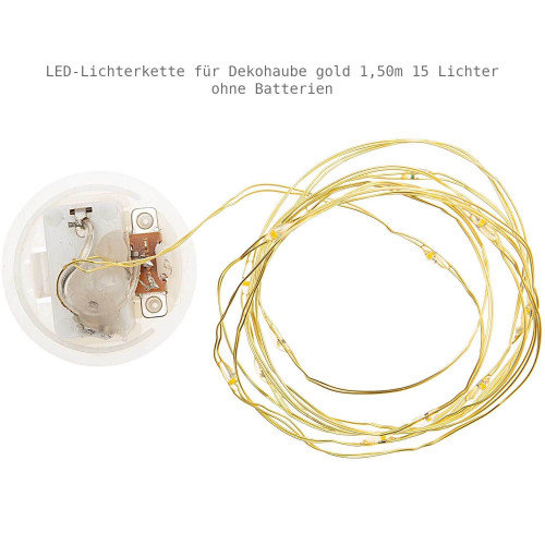 LED-Lichterkette für Dekohaube gold 1,50m 15 Lichter